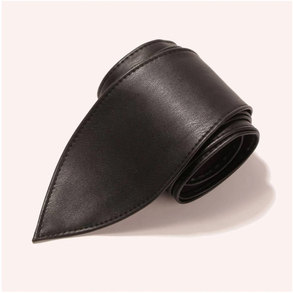 Black Vegan Leather Wrap Belt - Picture 2 of 3